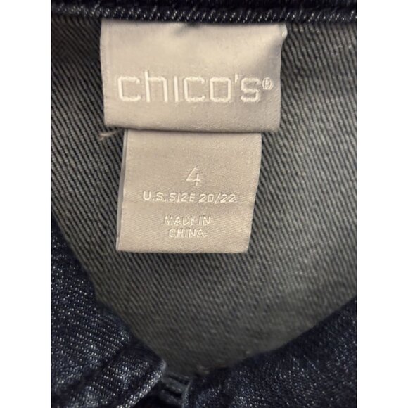 Chicos Deep Blue, Indigo Denim Button-Front Jacket With Pockets Chicos Size 4 - Picture 2 of 11